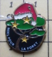 911B Pin's Pins / Beau Et Rare / NOEL / BONNET DE PERE NOEL ET ARBRE VERT Par FONDATION DE LA FORET - Navidad