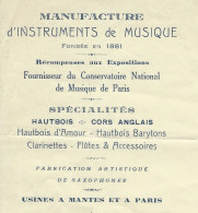 1931 ENTETE L. LOREE MANUFACTURE INSTRUMENTS DE MUSIQUE PARIS ET MANTES ATTESTATION POUR UN SALARIE - 1900 – 1949