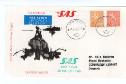 "FINNLAND" 1965, SAS-Erstflugkarte SK 753 "Tampere-Copenhagen" (2/1400) - Lettres & Documents
