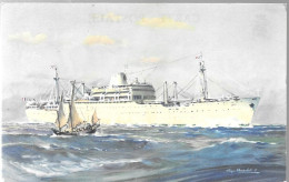 Delcampe - CPA-1960-Cie Messageries Maritimes-PAQUEBOT-LAOS-1952/1977-Ligne Extreme Orient-Aquarelle De Roger CHAPELET-TBE - Handel