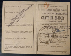 Delcampe - Carte Identité Séjour Afrique Equatoriale Fançaise/Moyen-congo 1945 Nom De ROCCHINI Martin Né  Muratello Corse, Douanier - Pointe-Noire