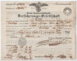 Ausztria / Ödenburg 1852. "Első Osztrák Biztosítótársaság Bécsben" Kitöltött Biztosítási Kötvénye T:F Austria / Ödenburg - Unclassified