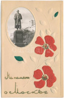 ** T1/T2 Moscow, Monument Of Nikolai Gogol. Art Nouveau, Floral, Embossed Silk Card - Unclassified