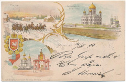 T2 1899 (Vorläufer) Moscow, Moscou; Troika, Cathedrale Di St. Sauveur, Porte Rouge / Troika, Cathedral, Gate, Coat Of Ar - Unclassified