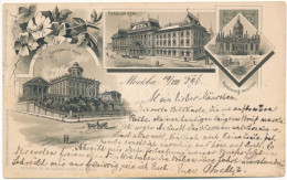 * T2/T3 1896 (Vorläufer) Moscow, Moscou; City Duma, Ascension Convent, Rumyantsev Museum. Art Nouveau, Floral, Litho (EK - Unclassified