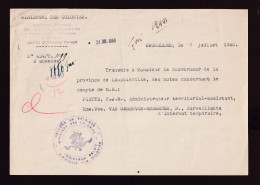Delcampe - DDHH 167 - CONGO BELGE -  Note Du Ministère Des Colonies Et Cachet Idem, 1950, Vers Le Gouverneur De La Province De LEO - Altri & Non Classificati
