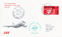 "NORWEGEN" 1971, SAS-Erstflugbrief "Oslo-New York" (1/1359) - Briefe U. Dokumente