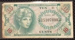 USA MPC 10 Cents Military Payment Series 641 VF Banknote Note 1964 Using In Vietnam Viet Nam - Plate # 41 / 2 Photos - 1965-1968 - Series 641