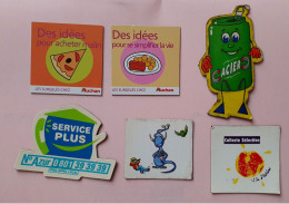 Lot 6 Magnets Divers - Auchan, Orléans Collecte Sélective, Acier, Service Plus  - Vente à L'unité Au Choix Possible - Reclame
