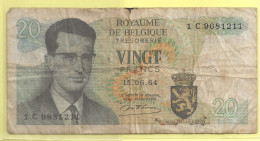 Billets. Belgique. 20 Francs. 1944-..... Royaume De Belgique. (1964) - Billet N° 1 C 9681211 - Altri & Non Classificati