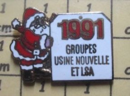 1016B Pin's Pins / Beau Et Rare / MEDIAS / PERE NOEL 1991 GROUPES USINE NOUVELLE ET LSA - Navidad