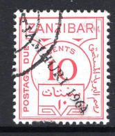 Zanzibar 1964 Postage Dues - Jamhuri 1964 Handstamp - 10c Scarlet Used (SG Footnote) - Rare - Zanzibar (1963-1968)