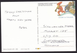 Finland: Stationery Picture Postcard To Netherlands, Christmas, No Cancel (traces Of Use) - Briefe U. Dokumente