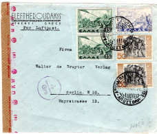 86203 - Griechenland - 1942 - 2@50Dr MiF A LpBf (rs Klappe Fehlt) ATHINAI -> Deutschland, M Dt & Ital Zensur - Briefe U. Dokumente