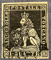 Toscana 1851 Sa.1 (2500€+) 1 Q. Black "lion" Used Superb Looking Example Of This Rarity  (Tuscany Toskana Italian States - Toscane