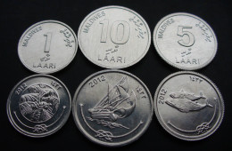 Maldives 1,5,10 Laari 2012-AH1433, Set 3, KM#92-95, Unc - Maldive