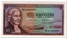 ICELAND,10 KRONUR,1961,P.42 NICE RADAR SERIAL,UNC - Islande