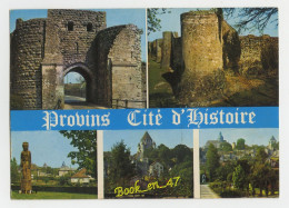 Delcampe - {92974} 77 Seine Et Marne Provins Multivues; Porte Saint Jean, Remparts, Tour De César, Statue Thibault IV De Champagne - Provins