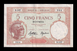 Nueva New Caledonia 5 Francs 1926 Pick 36b(2) Ebc Xf - Autres - Océanie