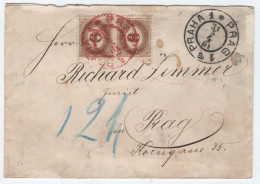 AUSTRIA TAXE 6C PAIRE RED PRAG 1901 LETTRE COVER PRAG - ...-1918 Vorphilatelie