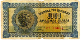 Delcampe - Banknote 1000 Drachmas 1941 - OX 023395, 3rd Issue - Edessa Waterfalls - Head Of Alexander The Great - Greek Greece - Grèce