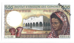 Comores 500 Francs Specimen ND (1976) P.7a1s NEUF / UNC - Comore