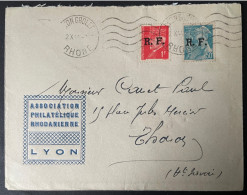 Lettre Surcharge Libération RF De Lyon Sur Lettre Association Philatélique Rhodanienne Oct. 1944 Pour Thonon - WW II