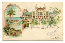 SOUVENIR De MONTE CARLO - Lithographie Du Casino Et Le Rocher De Monaco. - Greetings From...