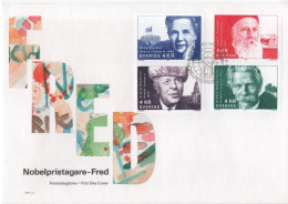 Delcampe - Sweden Sverige 1991 FDC Nobel Laureates Peace, Dunant, Schweitzer, Myrdal, Sakharov - FDC