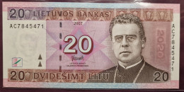 Lithuania 20 Litu 2007 UNC # P- 69 < Prefix AC > - Lithuania