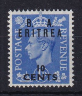 Eritrea: 1951   KGVI 'B. A. Eritrea'    SG E27    10c On 1d     MH - Eritrea