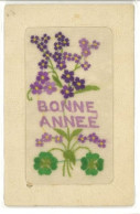 Delcampe - FANTAISIE - Brodée - Bonne Année (Fleurs)...   (1) - Brodées