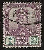 Delcampe - Johore    .   SG  .   68  (2 Scans)     .   Wmk W27         .      O        .   Cancelled - Johore