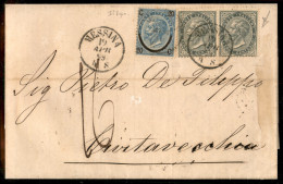 Sopracoperta Di Lettera Affrancata Con Coppia Del 5 Cent (L16) + 20 Cent Ferro Di Cavallo (23) Da Messina 19 Apr 99 Per  - Other & Unclassified