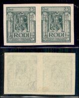 1929 - 25 Cent Pittorica (6b) - Coppia Non Dentellata - Gomma Originale - Diena (440+) - Other & Unclassified