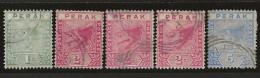 Perak     .   SG  .    5 Stamps   .   O      .   Cancelled - Perak