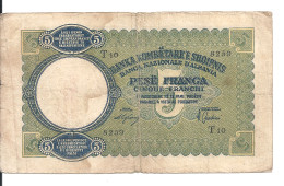ALBANIE 5 FRANGA ND1939 VF P 6 - Albania