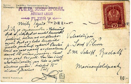 AUSTRIA CZECHOSLOVAKIA Precursor Colour Postcard With Plzen Commercial Cachet, But Illegible Postmark, Sent To A Sailor - ...-1918 Vorphilatelie
