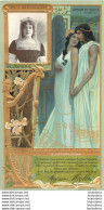 CHROMO LEFEVRE UTILE LU  CELEBRITES  MME HEGLON  ART NOUVEAU 17 X 9 CM GAUFREE RELIEF - Lu