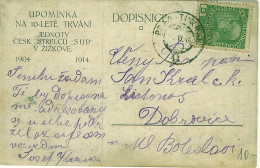 AUSTRIA CZECHOSLOVAKIA 1914 Dusty Postcard With TPO PRAG – TURNAU Postmark June 1914 - ...-1918 Vorphilatelie