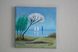 Tableau Peinture Moderne Signé (Bateaux ) - Acrylic Resins