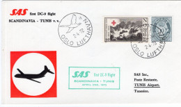 "NORWEGEN" 1972, SAS-Erstflugbrief Mit DC 9 "Oslo-Tunis" (60042) - Briefe U. Dokumente