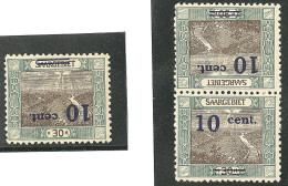 Delcampe - ** SARRE. Tête-bêche. Nos 71h Paire Verticale, 71a Surcharge Renversée. - TB (Cote Yvert: 635 €) - Altri & Non Classificati