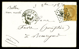 O L'ARMAND BARBES' (probable), 10c Lauré Obl GC 2635 + Càd Du 3 Oct 70 Sur Carte De Neuilly Sur Seine Pour Beauregard. T - Newspapers