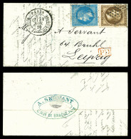 O LA VILLE D'ORLEANS', 20c Et 30c Laurés Obl étoile De Paris + Càd De Paris Le 21 Nov 1870 Sur Lm à Destination De LEIPZ - Newspapers