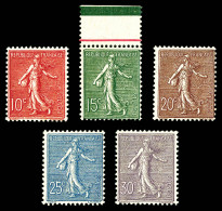 ** N°129/133, Série Semeuse, Les 5 Valeurs SUP (certificat)  Qualité: **  Cote: 1020 Euros - 1903-60 Sower - Ligned