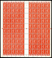 ** N°199n, Semeuse, 50c Rouge: FAUX DE MARSEILLE En Feuille Complète De 100 Exemplaires, RARE (certificat)  Qualité: **  - Unused Stamps