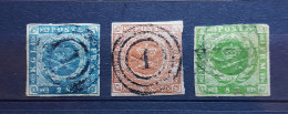 0125 - Danemark 1854 - N° 3 - 4 - 5  Oblitéré - Cote : 230 Euros - Used Stamps