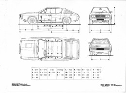 FICHE TECHNIQUE RENAULT 17 TS R17 TS INJECTION MODELE 1974, Format Environ 21 Cm Sur 27 Cm - Cars