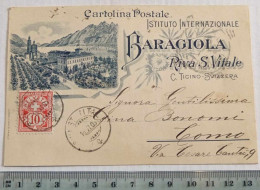 RIVA S. VITALE ( SVIZZERA ) 1905_ ISTITUTO  INTERNAZIONALE " BARAGIOLA " ANCIENT POSTCARD  WITH BEAUTIFUL POSTAGE-STAMP - Riva San Vitale